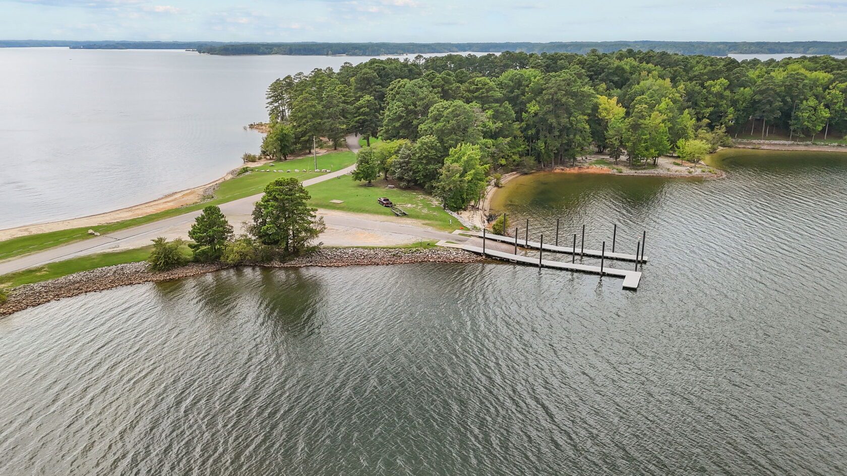 Aerial view of The Pointe at Kerr Lake in Manson, NC